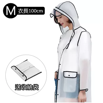 生活良品-EVA透明黑邊雨衣-有口袋設計-附贈防水收納袋M透明色黑邊