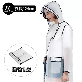 生活良品-EVA透明黑邊雨衣-有口袋設計-附贈防水收納袋2XL透明色黑邊