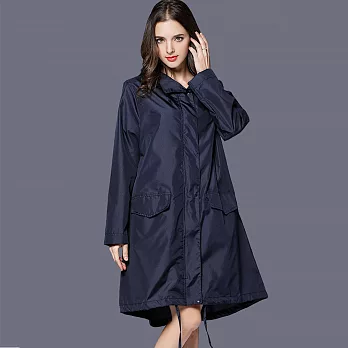 【KISSDIAMOND】輕薄透氣時尚防潑水風雨衣(防風/輕巧/易收納/晴雨兩穿)L深藍