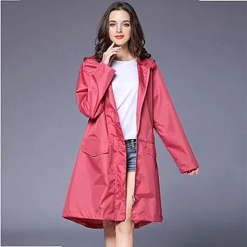 【KISSDIAMOND】輕薄透氣時尚防潑水風雨衣(防風/輕巧/易收納/晴雨兩穿)L粉色