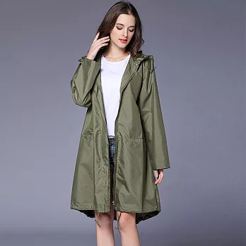 【KISSDIAMOND】輕薄透氣時尚防潑水風雨衣(防風/輕巧/易收納/晴雨兩穿)L軍綠