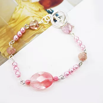 【PinkyPinky Boutique】櫻桃石珍珠手鍊(粉紅色)