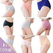 【K’s 凱恩絲】有氧蠶絲日本美臀收腹高腰內褲-10件組S顏色隨機