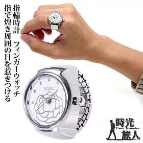博客來 時光旅人 綻放山茶花造型錶戒指 指輪時計 白金色