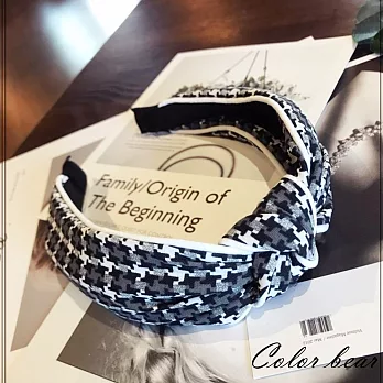 【卡樂熊】韓版時尚布藝千鳥紋造型髮箍(兩色)-黑色