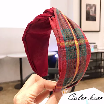 【卡樂熊】韓版復古拼接造型髮箍(三色)-紅色
