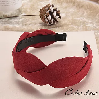 【卡樂熊】韓版簡約寬邊麻花造型髮箍(四色)-紅色