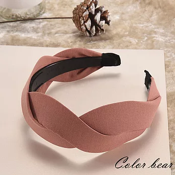 【卡樂熊】韓版簡約寬邊麻花造型髮箍(四色)-粉色