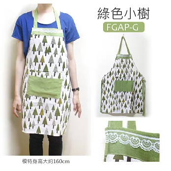 F&G 日式棉麻圍裙 - 綠色小樹