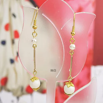 【PinkyPinky Boutique】簡約垂墜珍珠耳環(絲綢白)
