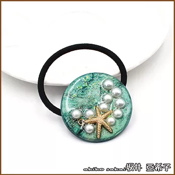 『坂井．亞希子』陽光沙灘甜美海星珍珠造型髮圈 -耀眼綠