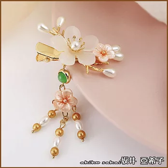 『坂井．亞希子』和風櫻花朵朵開珍珠造型髮夾 -A款