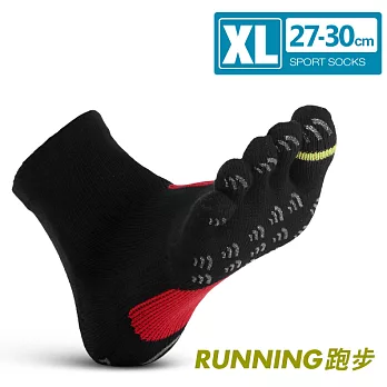 瑪榭 FootSpa-透氣升級方形 運動五趾襪-慢跑款(27-30cm)XL黑紅