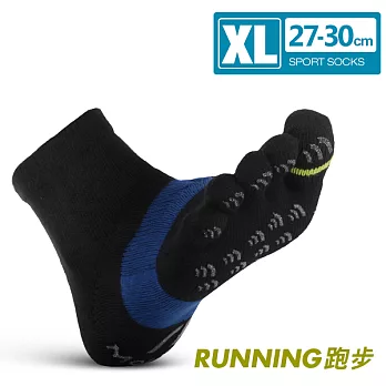瑪榭 FootSpa-透氣升級三角運動五趾襪-慢跑款(27~30cm)XL黑藍
