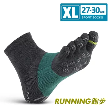 瑪榭 FootSpa-透氣升級三角運動五趾襪-慢跑款(27~30cm)XL灰綠