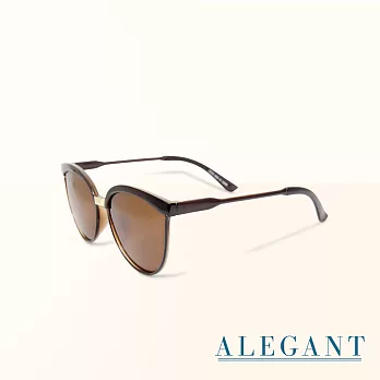 【ALEGANT】時尚貓眼典雅棕寶麗來偏光墨鏡/UV400太陽眼鏡