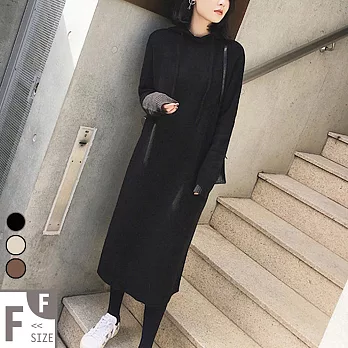 【MsMore】韓劇WWW女主角氣質知性連帽針織洋裝#105603F黑