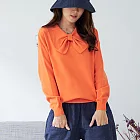 【慢。生活】大蝴蝶結領口設計針織上衣　9823FREE 橙色