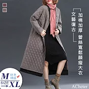 【A.Cheter】文藝復古加棉加厚細格蕾絲寬鬆顯瘦大衣#105680M咖
