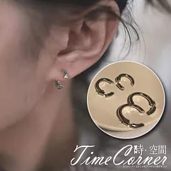 『時空間』926銀針時尚穿透感C型造型耳環(小款) 白金色