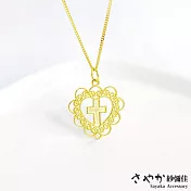 【Sayaka紗彌佳】925純銀心之守護蕾絲花邊造型十字架項鍊 -金色
