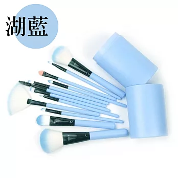 JIAGO 大容量圓桶化妝彩妝刷具(12支/套)湖藍