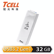 TCELL 冠元 USB3.2 Gen1 32GB Push推推隨身碟珍珠白