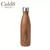 【Caldo卡朵生活】曲線木紋不鏽鋼保溫瓶500ml深木