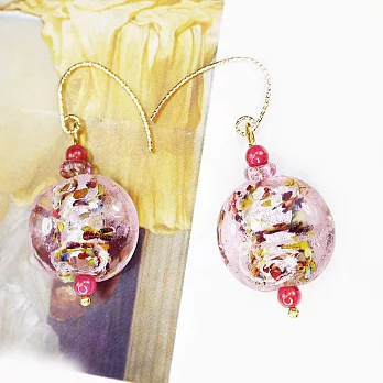 【PinkyPinky Boutique】畢卡索風彩繪琉璃珠耳環(粉紅色)