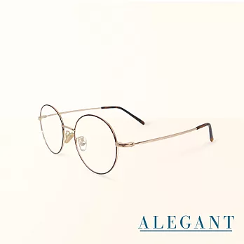 【ALEGANT】復古潮流設計金色圓框UV400濾藍光眼鏡