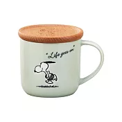 【日本YAMAKA】史努比季節粉彩陶瓷馬克杯(附木蓋)350ml ‧夏水