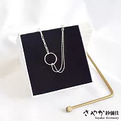 【Sayaka紗彌佳】925純銀簡約圓型圓珠方格雙鍊造型手鍊 -白金色