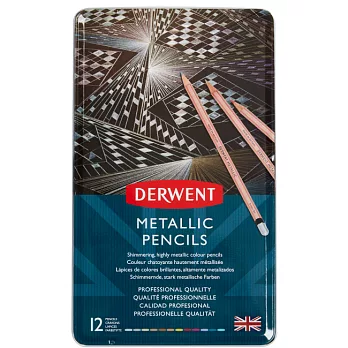 DERWENT德爾文 金屬色油性色鉛12色鐵盒裝 DW2305599