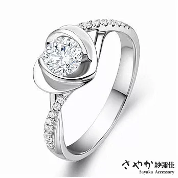 【Sayaka紗彌佳】愛的傳遞愛心造型鑲鑽戒指 -單一款式