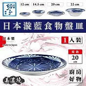 【JAPAN_美濃燒】20cm京窯漩藍食物餐盤-1入組盒裝-日本製