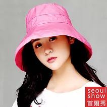Seoul Show首爾秀 日系大帽簷棉麻輕量機能防曬遮陽帽 玫紅