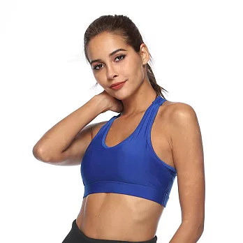 【KISSDIAMOND】健身美背可放手機瑜伽運動內衣(008)XS寶藍