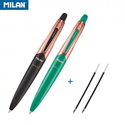 【MILAN】CAPSULE Copper原子筆(藍)嚴選德國油墨筆芯1.0mm(2入)+ CAPSULE / COMPACT 系列補充筆芯_藍 (2入)伯爵黑/蒂芬妮綠