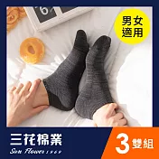【三花SunFlower】三花隱形織紋運動襪.襪子(3雙組)_鐵灰