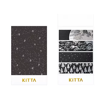 【HITOTOKI】KITTA  隨身攜帶和紙膠帶 箔押限定款_ 夜空(銀箔)