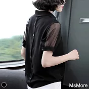 【MsMore】韓星智賢最愛氣質款雪紡袖上衣#106492M黑