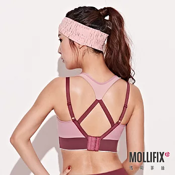 Mollifix瑪莉菲絲 U領雙V肩帶美背運動內衣 (紫灰)L