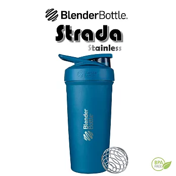 【Blender Bottle】卓越搖搖杯〈Strada不鏽鋼〉24oz『美國官方授權』 海洋藍