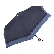 【because】日本晴雨兩用抗UV迷你刺繡折傘 ‧靛藍蕾絲