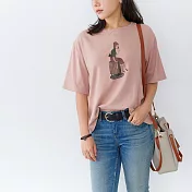 【慢。生活】法國女子圖案印花棉質T恤 2313 FREE粉紅色
