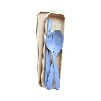 【FUJI-GRACE富士雅麗】輕便環保可分解小麥餐具組藍色