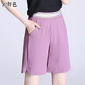 【初色】時尚休閒直筒短褲-共4色-96145(M-2XL可選) M 紫色