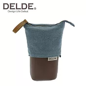 【日本正版授權】DELDE 牛仔布系列 皮革 伸縮筆袋 鉛筆盒/筆筒/收納包 -淺藍款