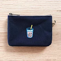 【一帆布包】臺灣小食-帆布輕巧扁形零錢包-珍珠奶茶