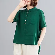【A.Cheter】日式熊野古道自然棉麻寬鬆上衣#107022XL綠